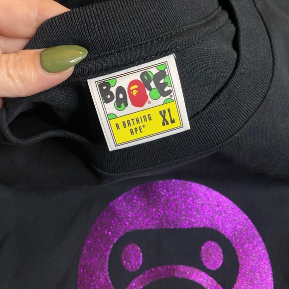 BAPE glitter BABY MILO T-Shirt - authentic new never used. Size XL - Picture 2 of 5